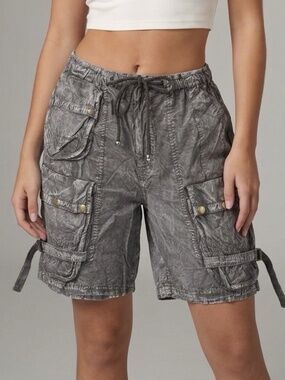 Free People Carmy Cargo Shorts Women’s Med Army Green Utility Loose Pockets $98